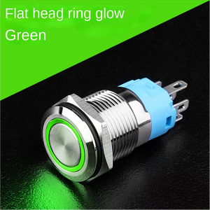 Bouton en acier inoxydable de 16 mm à tête plate avec anneau lumineux, IP65, 220 V, interrupteur de commande d'appareil électrique, argent - Product Image 4