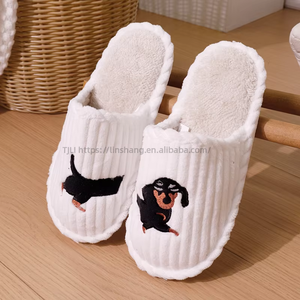 Pantuflas de Casa con Suela de EVA, Diseño de Perro Salchicha, Cálidas para Primavera y Otoño, para Parejas, Hombres y Mujeres, Disponibles - Product Image 1