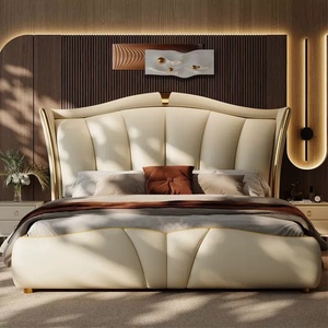 Cama doble y moderna de lujo para <span class=keywords><strong>adultos</strong></span>, uso doméstico, <span class=keywords><strong>camas</strong></span> tapizadas tamaño Queen King, sofá cama estilo marco de madera, venta al por mayor - Product Image 2