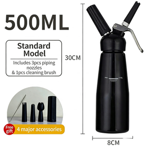 Distributeur de crème fouettée en aluminium multicolore 250ml/500ml, pistolet à siphon pour café, boulangerie, gâteaux et garnitures de desserts - Product Image 6