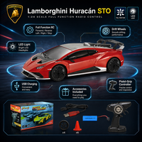 Coche de Carreras a Control Remoto Lamborghini Escala 1:24, Estilo Oficial del Equipo, Set Multipack, Estuche Exclusivo, Juguete Electrónico con Luces LED para Niños