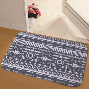Tapis de salle de bain en flanelle, rectangulaire, à motif géométrique, absorbant et antidérapant, pour l'entrée de la salle de bain, tapis de toilette - Product Image 2