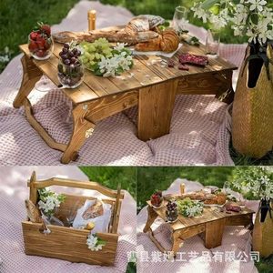 Wooden <b>Storage</b> <b>Box</b> Rectangle Portable Solid Wood Outdoor Picnic <b>Camping</b> Customizable Capacity - Product Image 3
