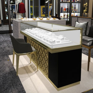 パーソナライズされた高級エコフレンドリーなステンレス製ジュエリーディスプレイショーケース、ダイヤモンドゴールドジュエリー工場直送用LED照明付き - Product Image 1