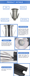 304 Stainless Steel IP65 Waterproof LED Recessed Landscape <b>Light</b>, AC/DC 12V/24V Dimmable Underground Deck <b>Pathway</b> In-Ground Lamp - Product Image 6