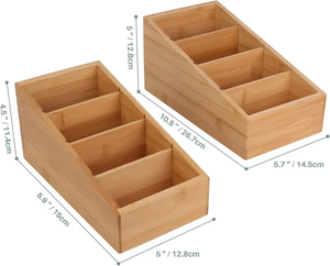Organizador de Bolsitas de Té de Bambú al por Mayor, Organizador de Almacenamiento de Bambú para <span class=keywords><strong>Despensa</strong></span>, Organizador de Snacks de 4 Secciones con Divisores para Cocina - Product Image 5