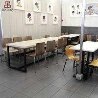 Schnelle Lieferung Günstiger Preis Moderne Fast-Food-Möbelgarnitur Gebogene Holz-Restaurantstühle und Marmortisch