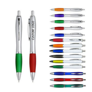 ปากกาลูกลื่นแบบคลาสสิก หัวกด พร้อมด้ามจับยางนุ่ม ตัวด้ามสีเงิน หัวปากกาเคลือบโครเมียม พร้อมก้านกด คลิป และห่วง - Product Image 1