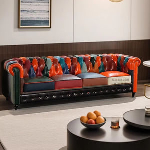 أريكة تشيسترفيلد مطابقة ألوان عشوائية لبار الويسكي وصالة السيجار والأثاث الجلدي الإبداعي للفنادق الخشبية - Product Image 3