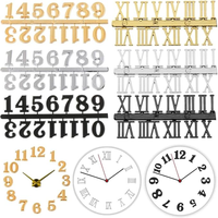 Plaque d'immatriculation de pièces d'horloge murale bricolage avec chiffres d'horloge de police arabe et romaine en or, argent, noir