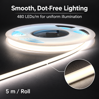 Lampu Strip LED COB 480LED/m 3mm 4mm 5mm 5V 12V 24V DC IP65 Tahan Air Bluetooth WS2812B SK6812 Addressable Dimmable