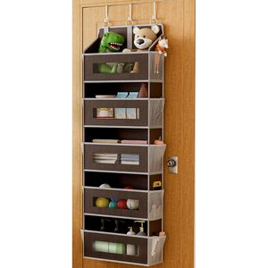 Organisateur à suspendre derrière la porte à 5 niveaux, 33x15x85cm, avec 10 poches en filet et fenêtres transparentes pour le rangement derrière la porte - Product Image 1