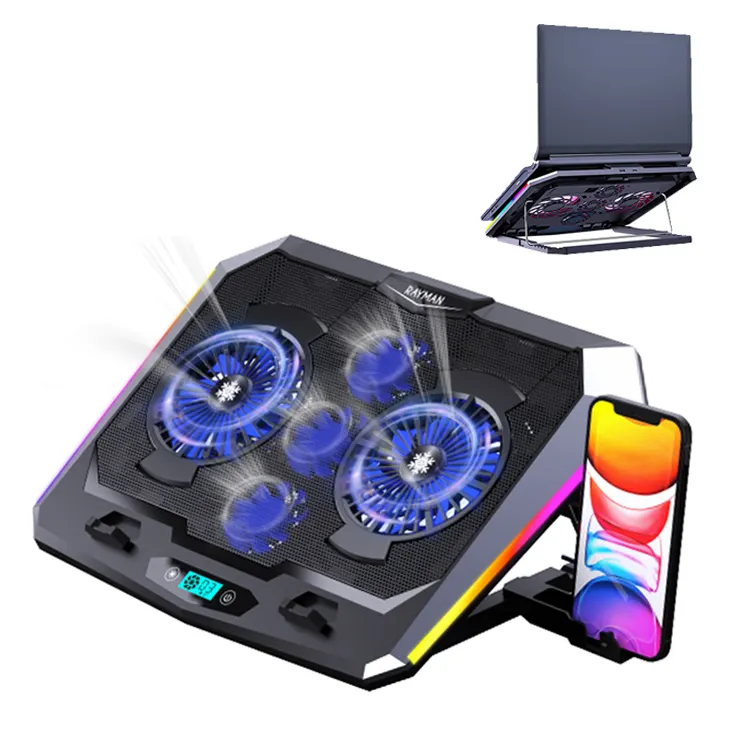 D10 5 Fans 1600rmp Rgb portable notebook stand coolers silent fan laptop cooling pads for laptop cooler gaming