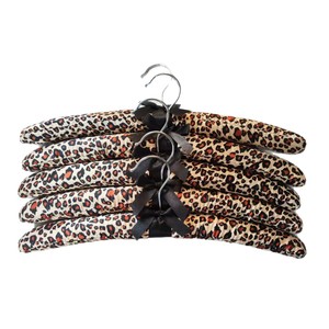 Black Polka Dot Fabric Padded Hangers with Silver Hooks 5-Pack Clothing Organizer Classic Style - Product Image 4