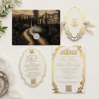 Élégantes cartes d'invitation de mariage florales avec dorure à chaud et enveloppes pour cérémonie de mariage, fête prénuptiale et événements formels