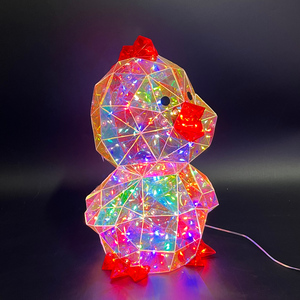 Décoration de Pâques holographique : Statue de coq lumineuse à LED, veilleuse animale prismatique pour la décoration intérieure de style campagnard - Product Image 1