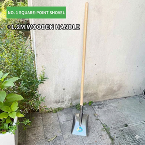 PINSHUN <b>Long</b> <b>Handle</b> Manganese Steel Spade Agricultural <b>Garden</b> Shovel Wood <b>Handle</b> 35cm Blade Green Color <b>for</b> Outdoor Farm <b>Tools</b> - Product Image 2