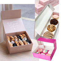 Boîte d'emballage personnalisée avec logo imprimé, aimantée, pliable, en carton, pour macarons, beignets, éclairs, pains, en-cas, biscuits, gâteaux
