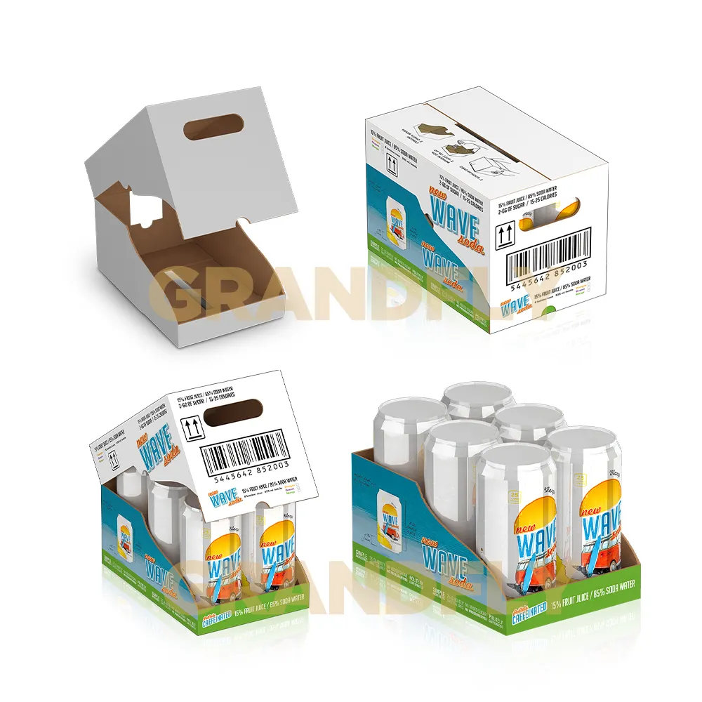 Estante personalizado listo embalaje bebidas Hsc Pdq bandeja cartón corrugado Tear Away caja convertible caja de exhibición
