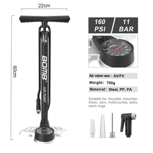 ปั๊มลม BOMO Track Pump ปั๊มลมตั้งพื้น 160 PSI ปั๊มลมจักรยาน หัววาล์วคู่ พร้อมเกจวัดแรงดัน ด้ามจับตามหลักสรีรศาสตร์ สำหรับจักรยานเสือหมอบและจักรยานเสือภูเขา - Product Image 6
