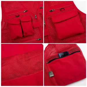 เสื้อกั๊กใส่ทำงานสีเขียวเข้มใส่ได้ทั้งชายและหญิงมีหลายกระเป๋าเสื้อกั๊กใส่ทำงานแบบสร้างโลโก้แบบกำหนดเอง - Product Image 6