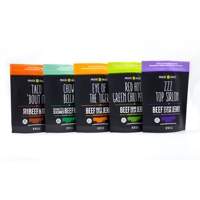 Pochette sur mesure noire mate de qualité alimentaire avec fermeture éclair refermable pour viande séchée multi-saveurs, bœuf séché, chips de pommes de terre