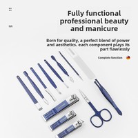 Ensemble de coupe-ongles en acier inoxydable, outil de manucure, coupe-ongles plats portables pour la maison, ensemble complet en boîte