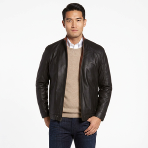 Nueva Chaqueta de Cuero Personalizada para Motocicleta para Hombre - Costuras Resistentes, Diseño Elegante, Ecológica y Resistente al Viento, Chaquetas de Cuero para Invierno - Product Image 1