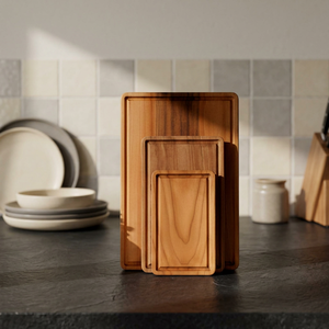 Ensemble de 3 planches à découper en bois d'acacia personnalisées, écologiques, compatibles lave-vaisselle, 1,5 cm d'épaisseur, rectangulaires - Product Image 4