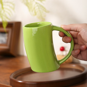 Green <b>Ceramic</b> Mug Solid Color Single <b>Cup</b> For Coffee Or Milk Nordic Style Hand Sculpted Irregular Design - Product Image 1