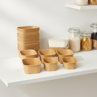 Boîte à repas rectangulaire jetable en papier kraft pour restaurant, biodégradable, résistante à l'huile, avec couvercle