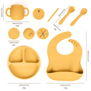 Bộ Đĩa Ăn Trẻ Em Bằng Silicon Không Chứa Bpa Bộ Bình Đựng Bát Có Yếm Cai Sữa Bộ Đồ Ăn Du Lịch Cho Trẻ Em Đồ Dùng Cho Ăn Babi Thân Thiện Với Môi Trường - Product Image 4