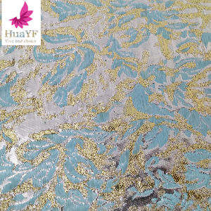 XK430ブルーメタリックジャカードブロケード生地100% ポリエステル生地ドレス衣服用3Dパターンジャカード - Product Image 2