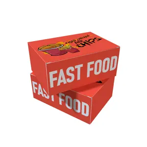 도매 사용자 정의 로고 튀긴 치킨 상자를 꺼내 포장 상자 식품 학년 감자 칩 포장 상자 저렴한 가격 낮은 Moq