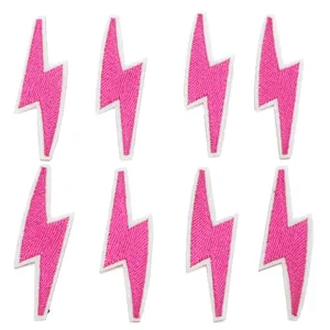 Patch adesivo rosa fulmini da te patch ricamo in ferro distintivi di abbigliamento cuciti su accessori