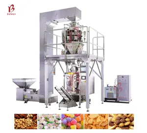 Máquina de envasado de alimentos y nueces, peso automático, 50g-1kg, patatas fritas, Dulces, galletas, gelatina, multicabezal, línea de llenado y embalaje