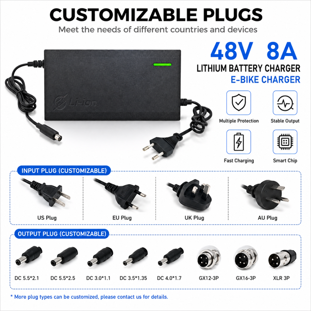 Lithium Ion Battery Charger AC/DC Power Supply Adapter for LiFePO4 48V 450W EU/US/UK/AU