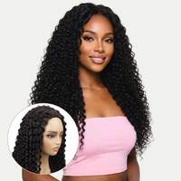Perruque mi-tête en cheveux humains naturels noirs brésiliens bouclés afro, qualité SDD, sans colle, avec cordon de serrage réglable, pour femmes noires