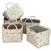 Panier de rangement portable pour linge, en tissu de vigne français, avec fermeture éclair, motif floral artistique, pour usage domestique, idéal pour l'export.