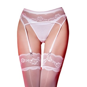 Ensemble de jarretières amovibles <span class=keywords><strong>grande</strong></span> <span class=keywords><strong>taille</strong></span> avec bas cuissard brillants, bas sexy en dentelle unie, bas en nylon polyamide antidérapants - Product Image 5