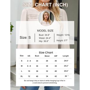 Chemisier en mousseline pour femme à manches longues bouffantes, boutonné, col en V, décontracté, pour le travail, tenues d'automne 2026 - Product Image 6