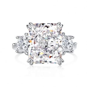 Dylam Designer S925 <b>Silver</b> Diamond 3-Stone <b>Eternity</b> Band 6ct Radiant Cut 8A Zirconia Wedding Engagement Promise <b>Ring</b> for Women - Product Image 1