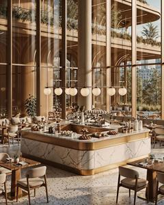 เฟอร์นิเจอร์ร้านอาหารโรงแรมหรูหรา ที่นั่งบูธหนังสั่งทำพิเศษ โต๊ะร้านอาหารสำหรับ 500 ตารางเมตร โครงการร้านกาแฟเลานจ์โรงแรม - Product Image 3