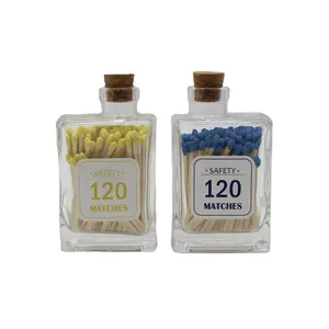 2024 Unique Wholesale Custom kitchen Hotel Wooden Scented Candle Matches in Bulk with Logo in Glass Jar