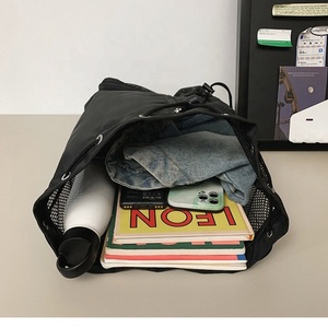 Custom Mesh Polyester Gym <strong>Drawstring</strong> <strong>Backpack</strong> Men Women Wet Bag Pocket Net Mesh Beach Bag with logo Arena Swimming Mesh Bag - Product Image 5