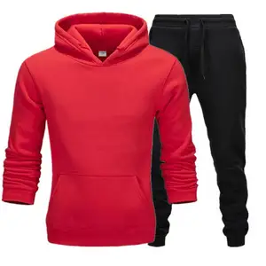 Winter Hoodies Suits Men Fashion Fleece Red Hoodie Black Brand Pants Casual Jogger Suit Tracksuit Sweatshirt Woman Pullover