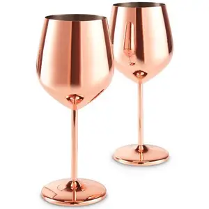 Conjunto de dois óculos de vidro, conjunto de vidro de aço inoxidável para festas, hotel, casamento, bar, vinho, champanhe, goblet, vidro de vinho