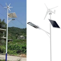 Lampu jalan angin tenaga surya hibrida, lampu LED berkendara/mati otomatis untuk taman Jalan Raya kampus pencahayaan luar ruangan 50w-60w