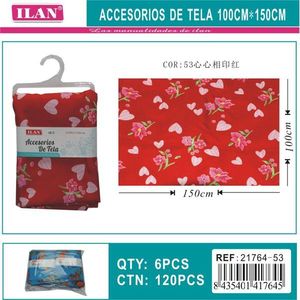 Accessorio in tessuto Ilan 100cmx150cm con stampa floreale a cuori rossi per lavori artigianali - Product Image 3