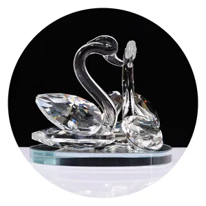 Good Quality Factory Directly Crystals Transparency K9 Crystal Swan Custom Logo Crystal Swan Figurine Wedding Favors